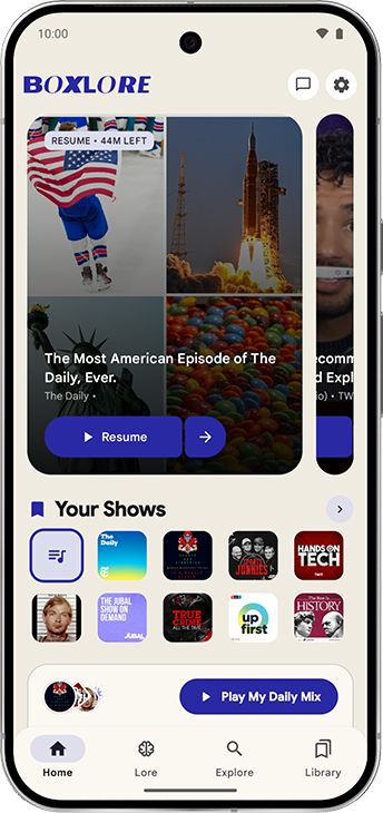 boxlore home screen