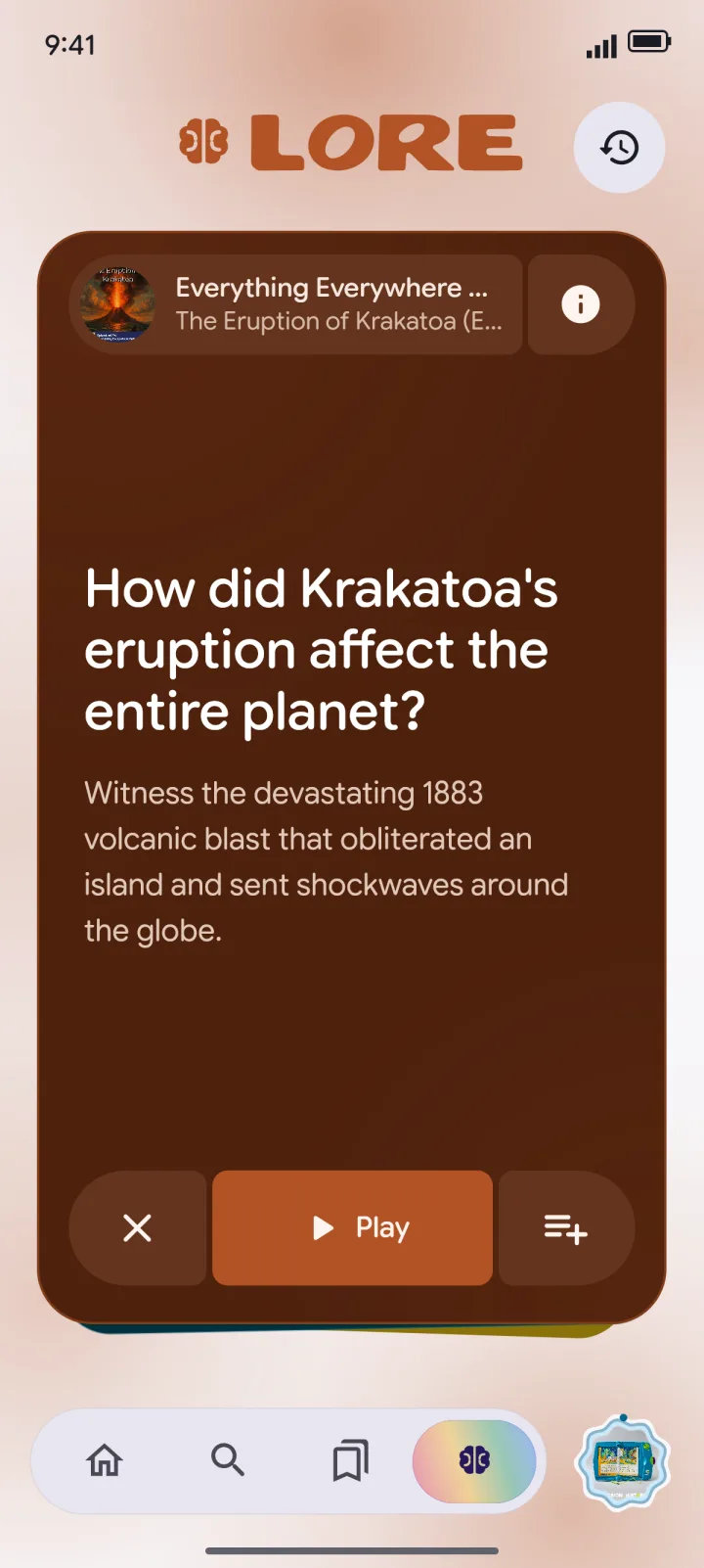 A boxlore Lore card about Krakatoa